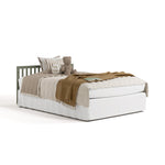 Amalfi olive with driftwood crib converted to full-size bed