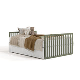 Amalfi olive with driftwood crib converted to full-size bed with footboard