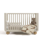 Amalfi frosted oat with driftwood crib converted to toddler bed