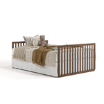 Amalfi hazelnut crib converted to full-size bed with footboard