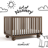 Amalfi hazelnut crib with black doodles overlaid on image