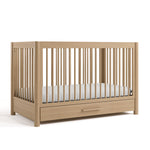 Malta driftwood crib with drawer angle view