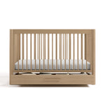Malta driftwood crib with drawer front view
