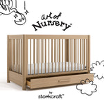 Malta driftwood crib with drawer with black doodles overlaid on image