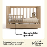 Malta driftwood crib with drawer bonus toddler guardrail callout