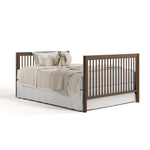 Malta hazelnut crib with drawer converted to full bed with footboard
