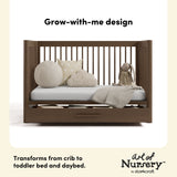 Malta hazelnut crib with drawer toddler bed and daybed conversion callout