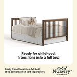 Malta hazelnut crib with drawer full bed conversion callout