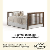 Malta hazelnut crib with drawer full bed conversion callout