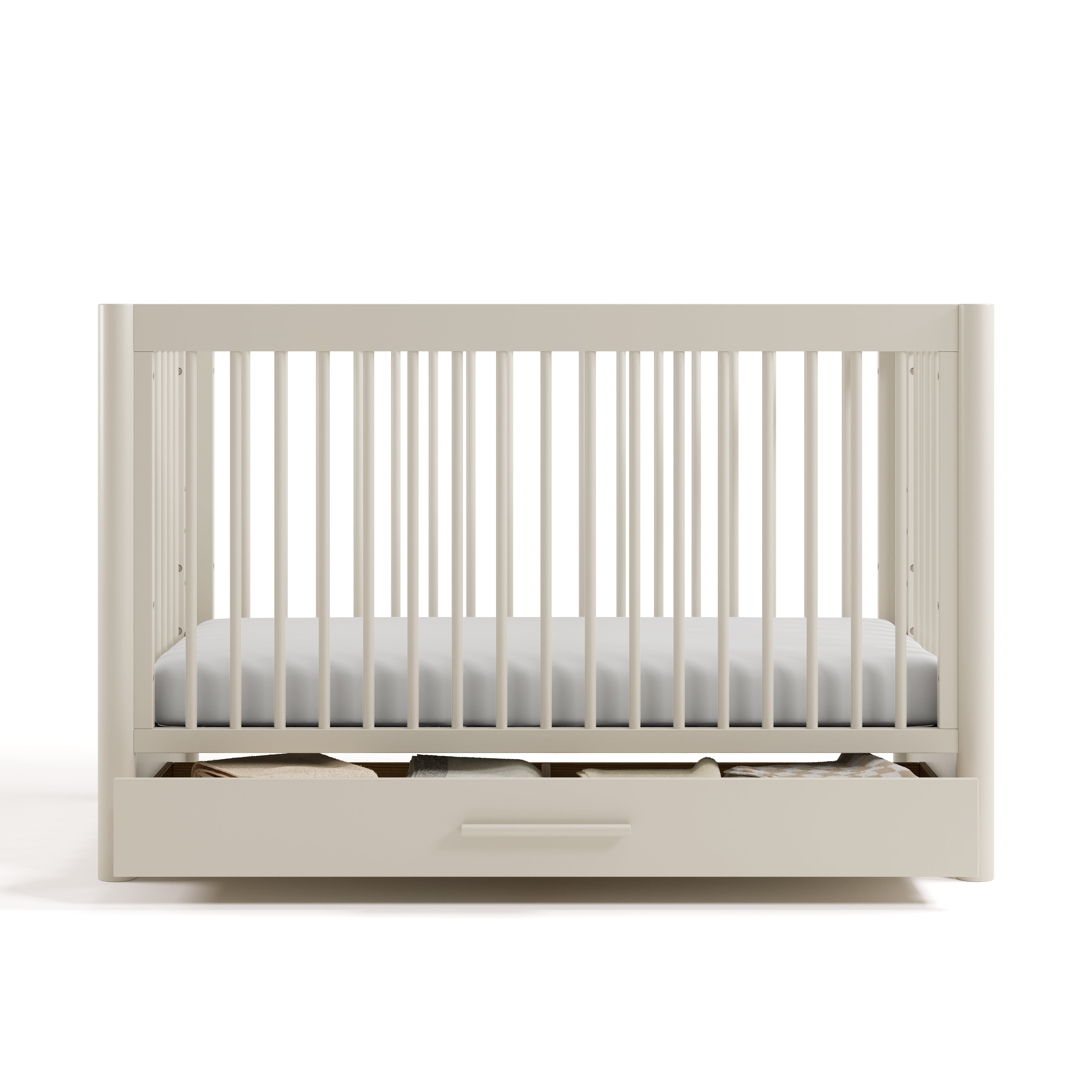 Malta frosted oat crib with drawer front view