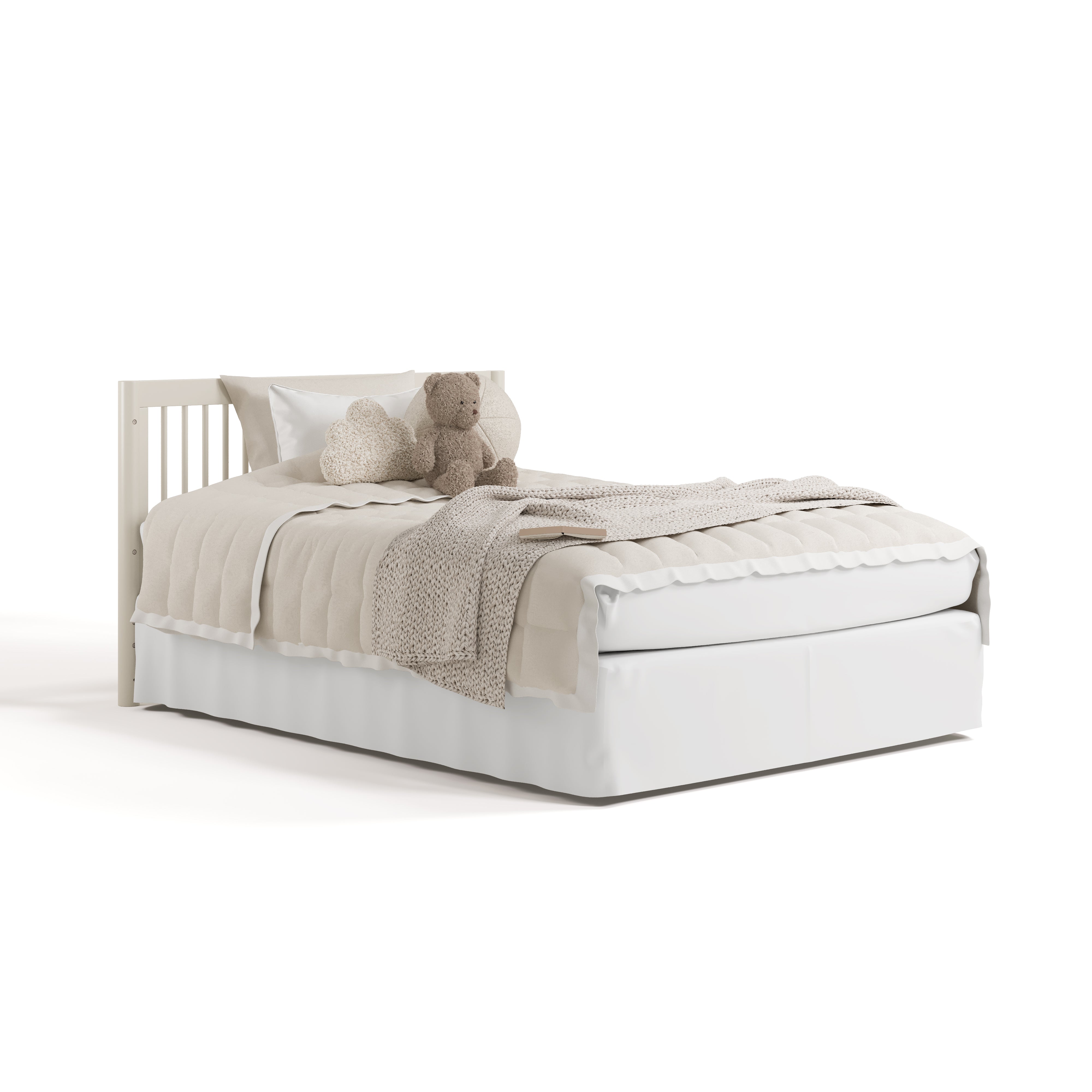 Malta frosted oat crib with drawer converted to full bed