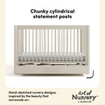 Malta frosted oat crib with drawer style callout