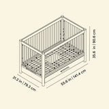 Malta crib with drawer line drawing with dimensions