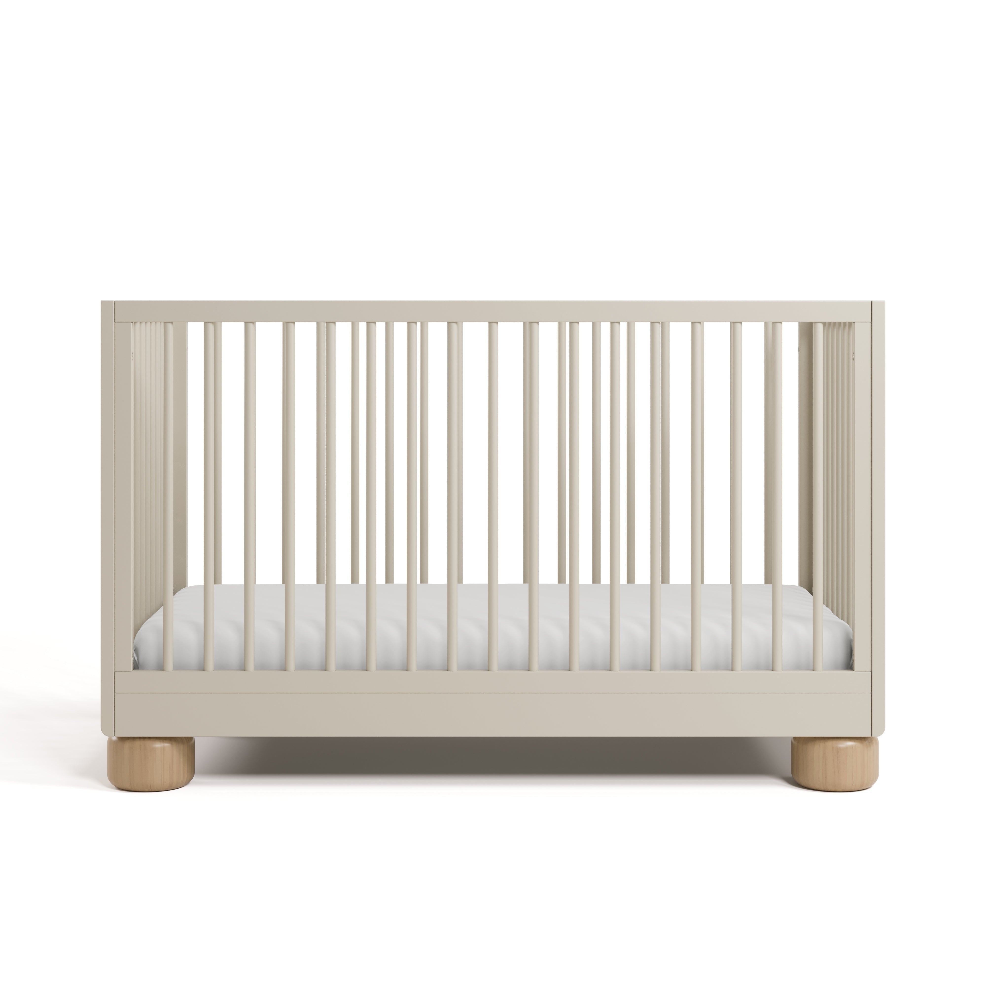 Sorrento frosted oat and driftwood crib front view