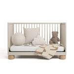 Sorrento frosted oat and driftwood crib converted to daybed