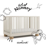 Sorrento frosted oat and driftwood crib with black doodles overlaid on image