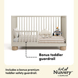 Sorrento frosted oat and driftwood crib bonus toddler guardrail callout