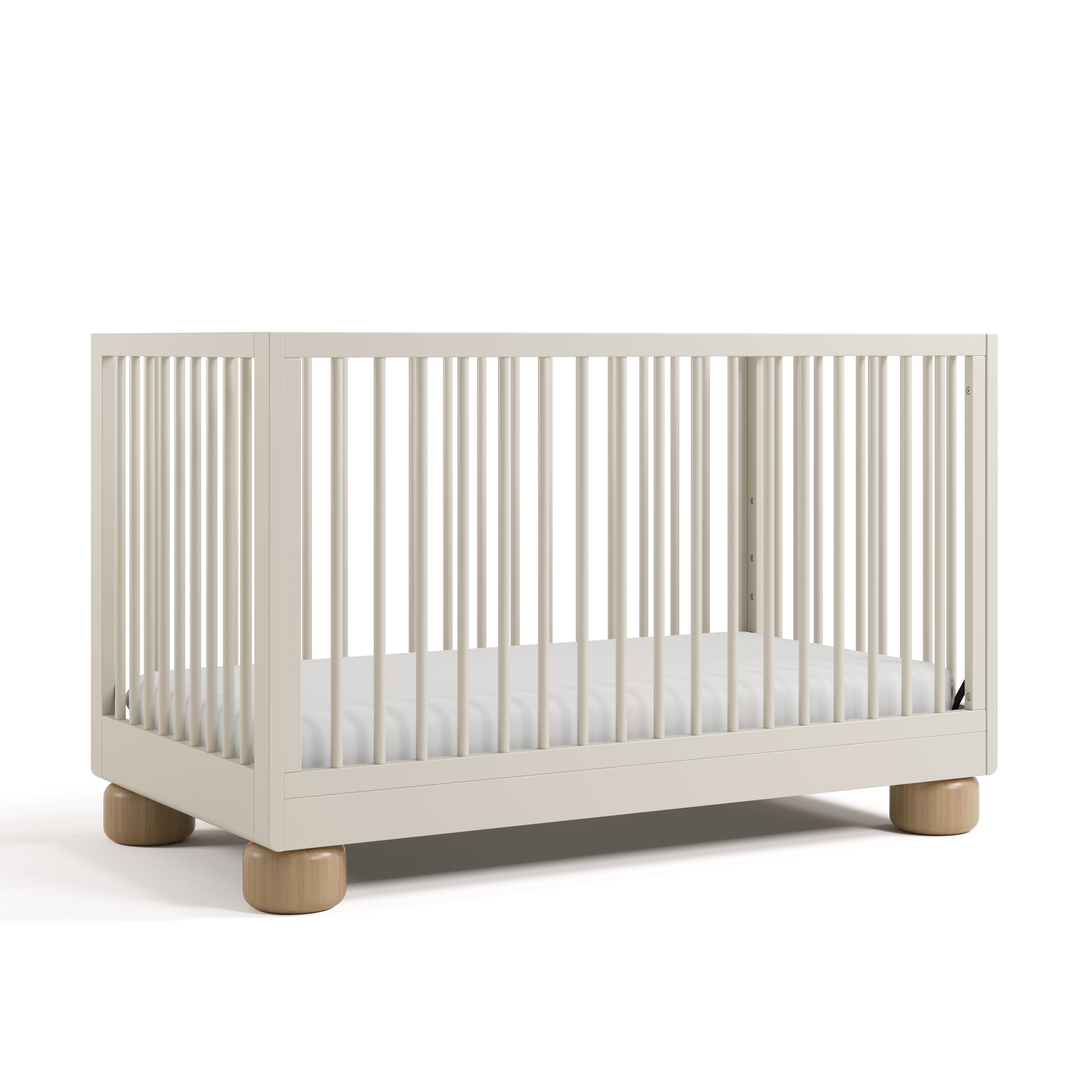 Sorrento frosted oat and driftwood crib angle view
