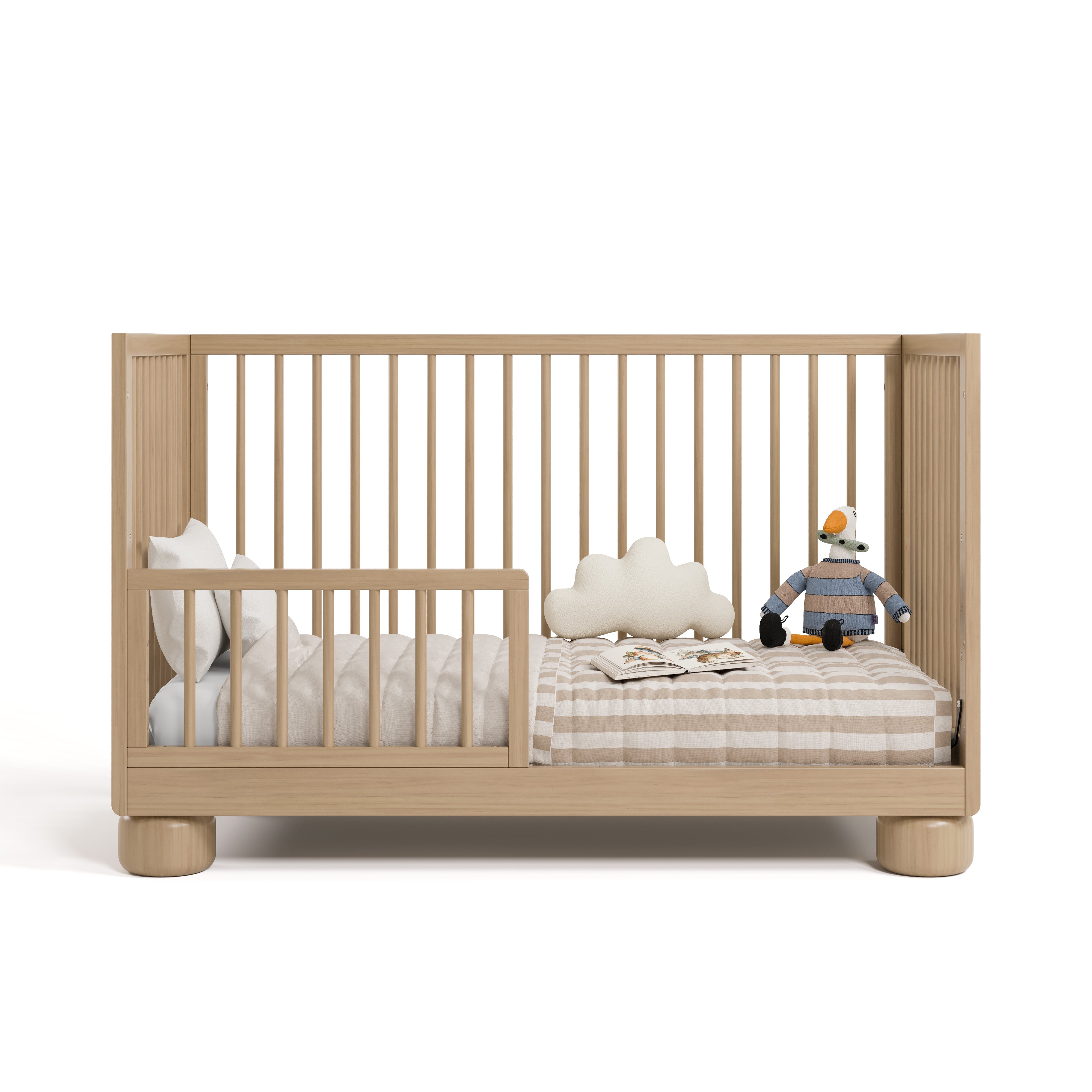 Sorrento driftwood crib converted to toddler bed