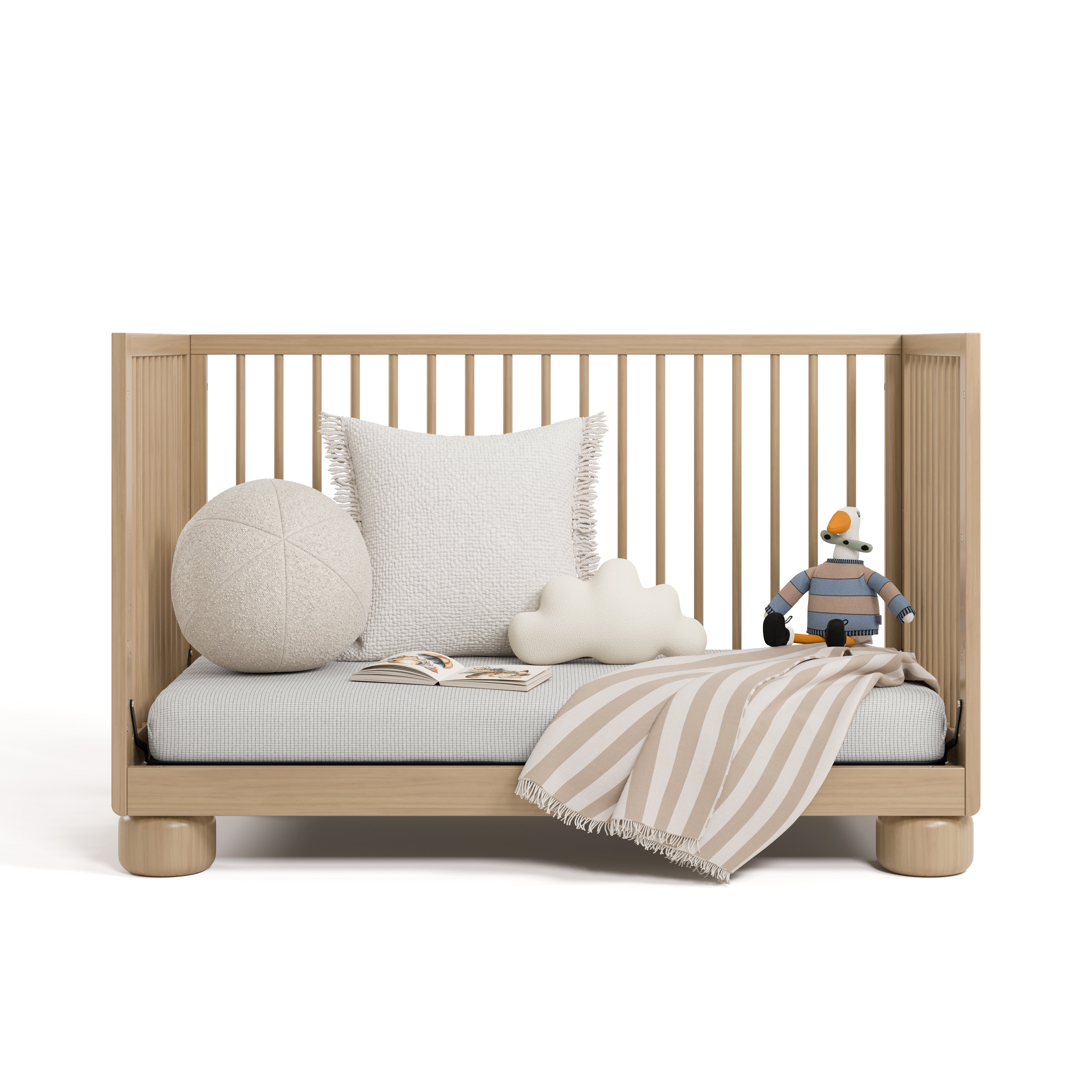 Sorrento driftwood crib converted to daybed