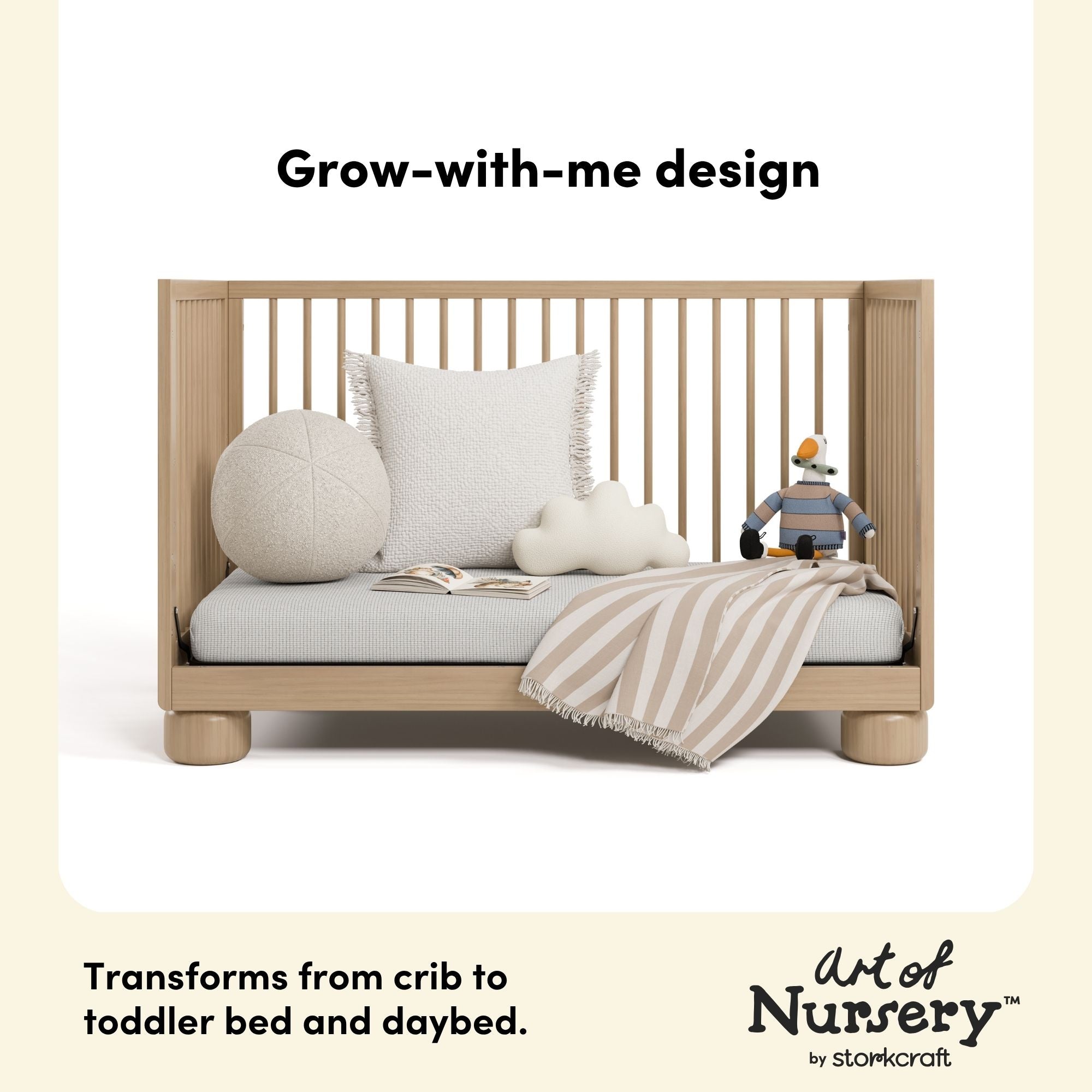 Sorrento driftwood crib toddler bed and daybed conversion callout