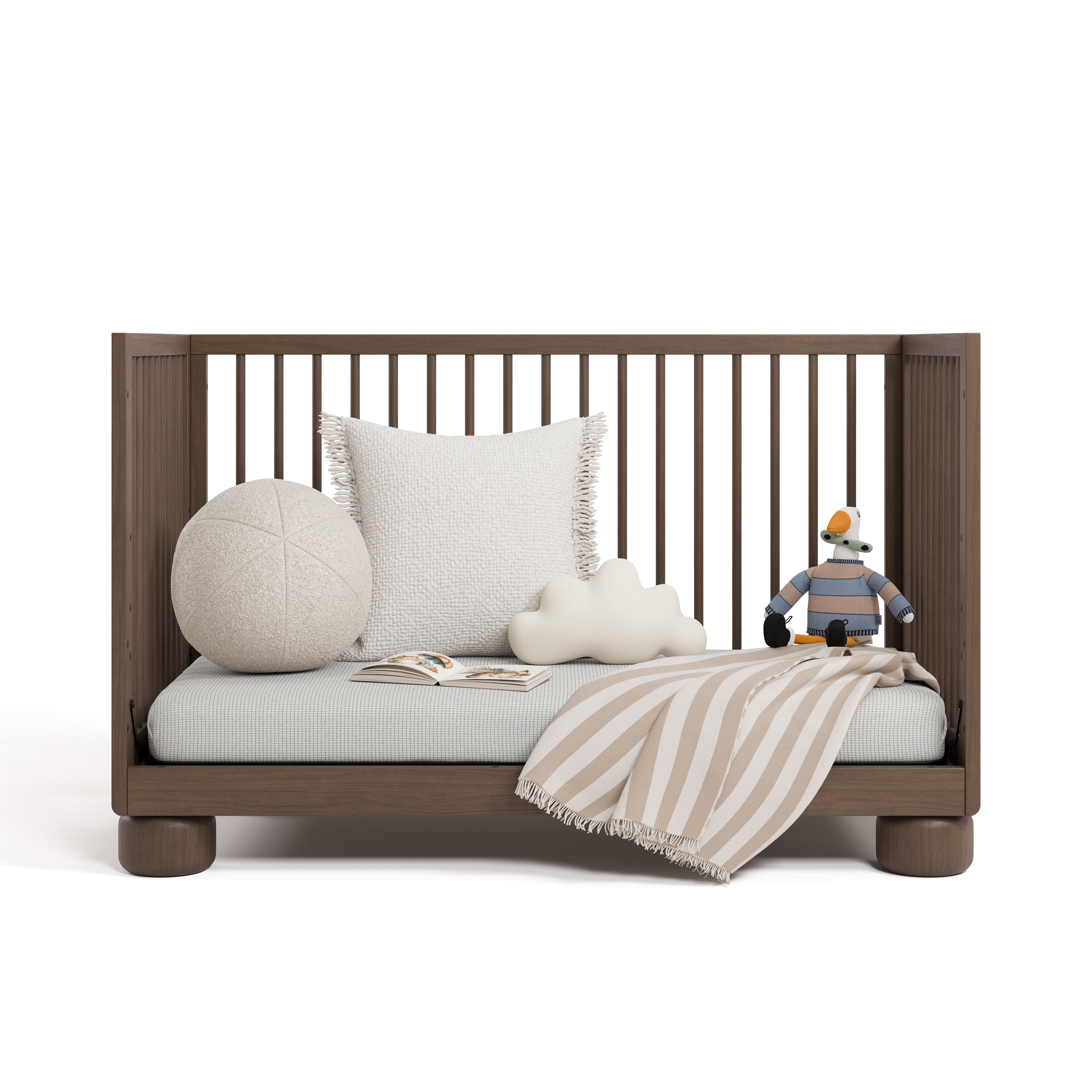 Sorrento hazelnut crib converted to daybed