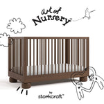 Sorrento hazelnut crib with black doodles overlaid on image