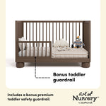 Sorrento hazelnut crib bonus toddler guardrail callout