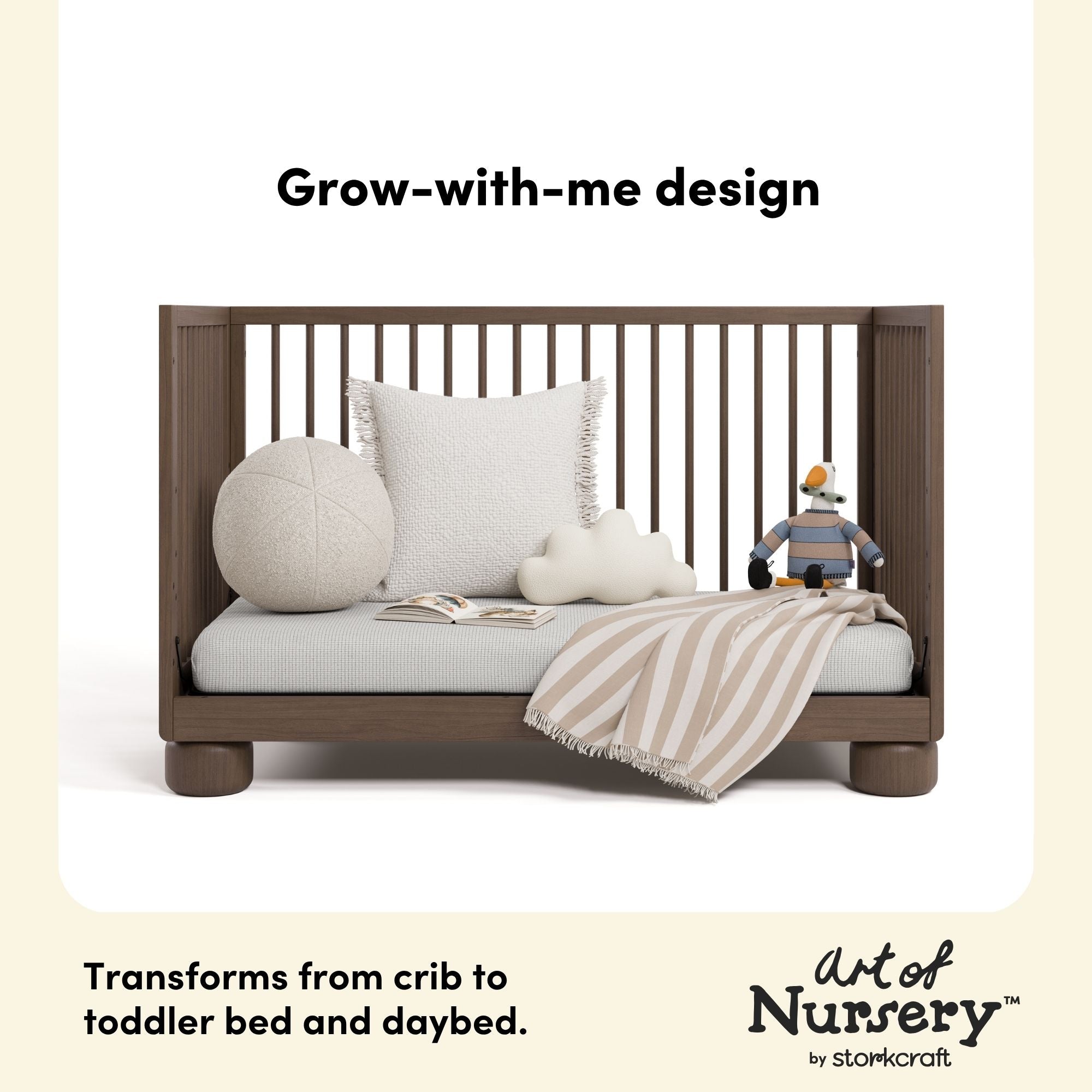 Sorrento hazelnut crib toddler bed and daybed conversion callout
