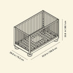 Sorrento crib line drawing with dimensions