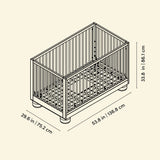 Sorrento crib line drawing with dimensions