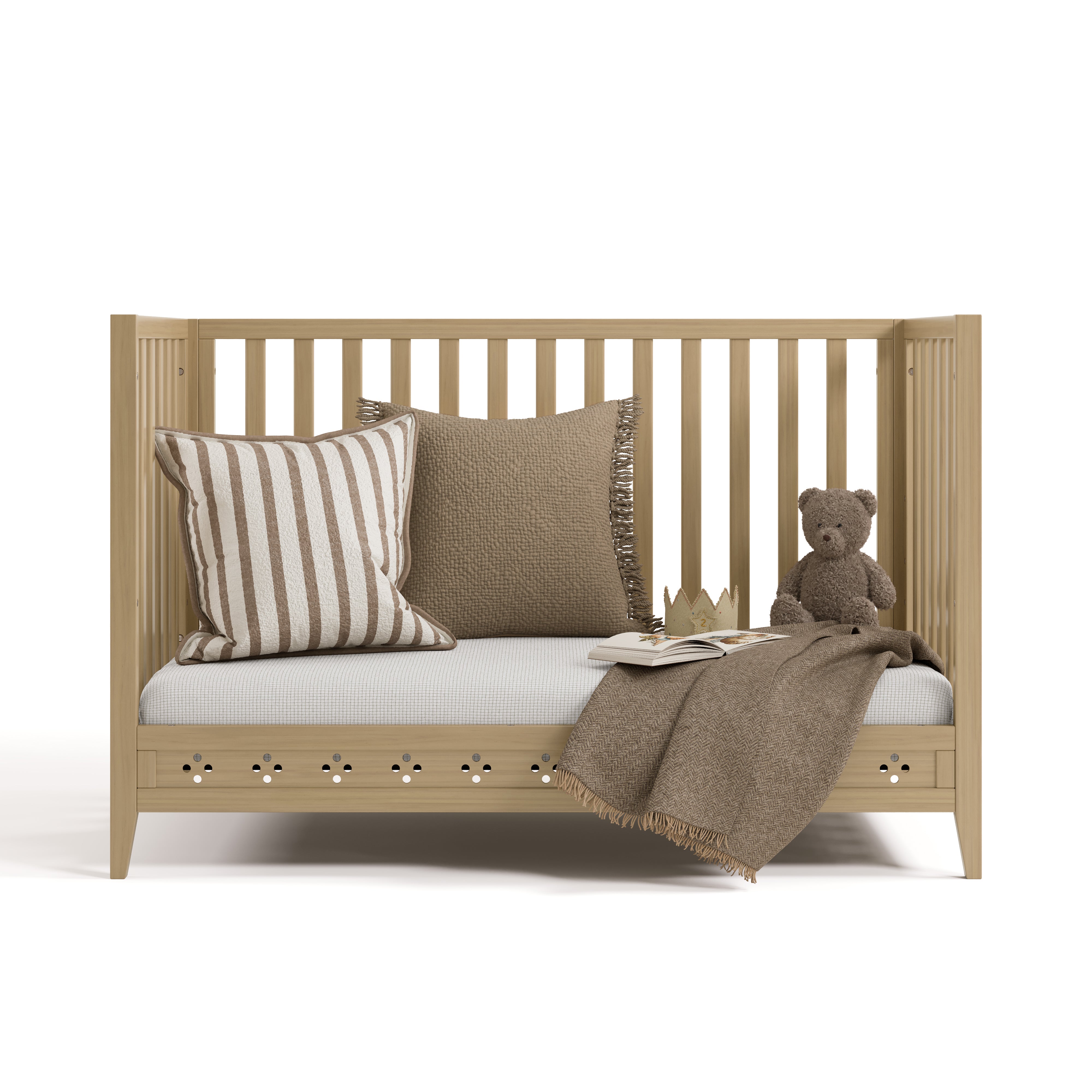 Mallorca driftwood crib converted to daybed