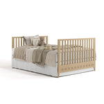 Mallorca driftwood crib converted to full bed with footboard