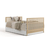 Mallorca driftwood crib converted to full bed with footboard
