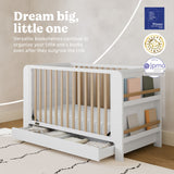 Read-with-me white with driftwood crib callout