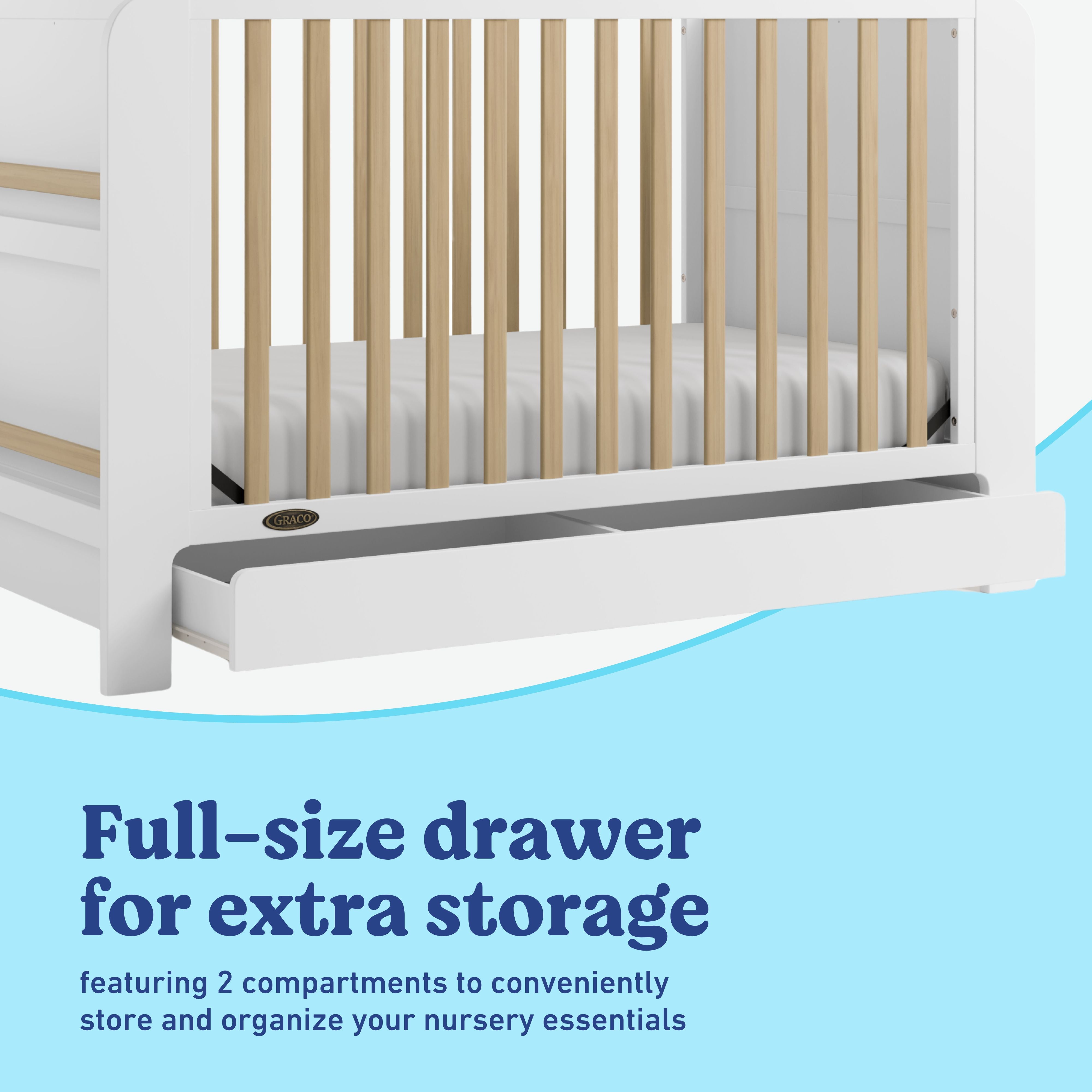 Read-with-me white with driftwood crib storage callout