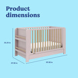 Read-with-me blush with driftwood crib with dimensions