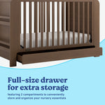 Read-with-me hazelnut crib storage drawer callout