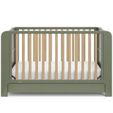 Read-with-me olive with driftwood crib front view