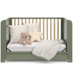 Read-with-me olive with driftwood crib converted to daybed