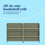 Read-with-me olive with driftwood crib bookcase callout