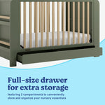 Read-with-me olive with driftwood crib storage drawer callout