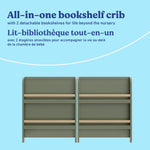 Read-with-me olive with driftwood crib bookshelf callout