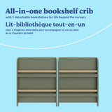 Read-with-me olive with driftwood crib bookshelf callout