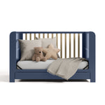 Read-with-me midnight blue with driftwood crib converted to daybed
