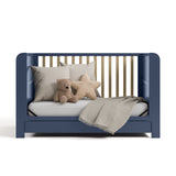 Read-with-me midnight blue with driftwood crib converted to daybed