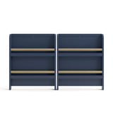 Read-with-me midnight blue with driftwood crib converted to bookshelves