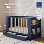 Read-with-me midnight blue with driftwood crib callout