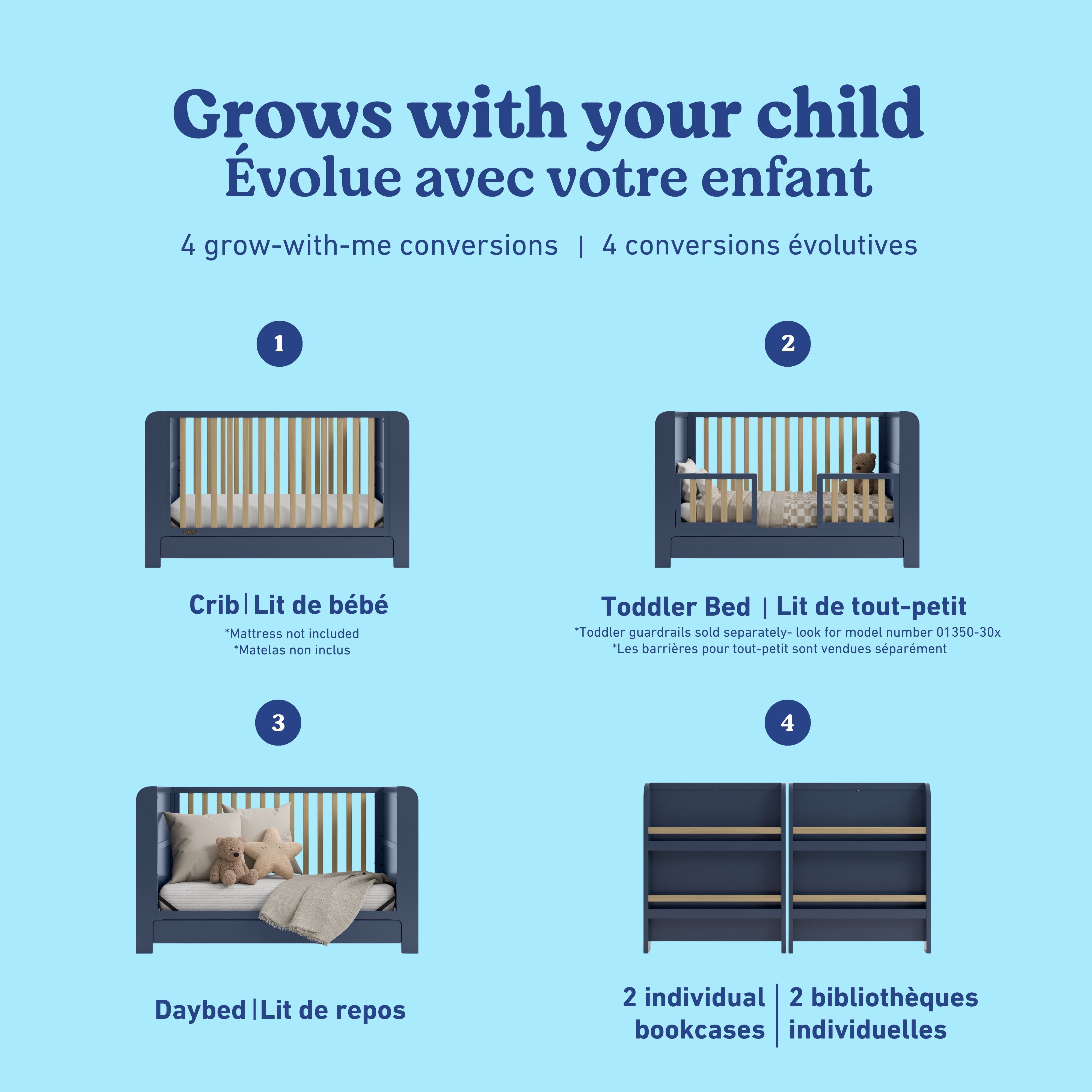 Read-with-me midnight blue with driftwood crib conversions callout