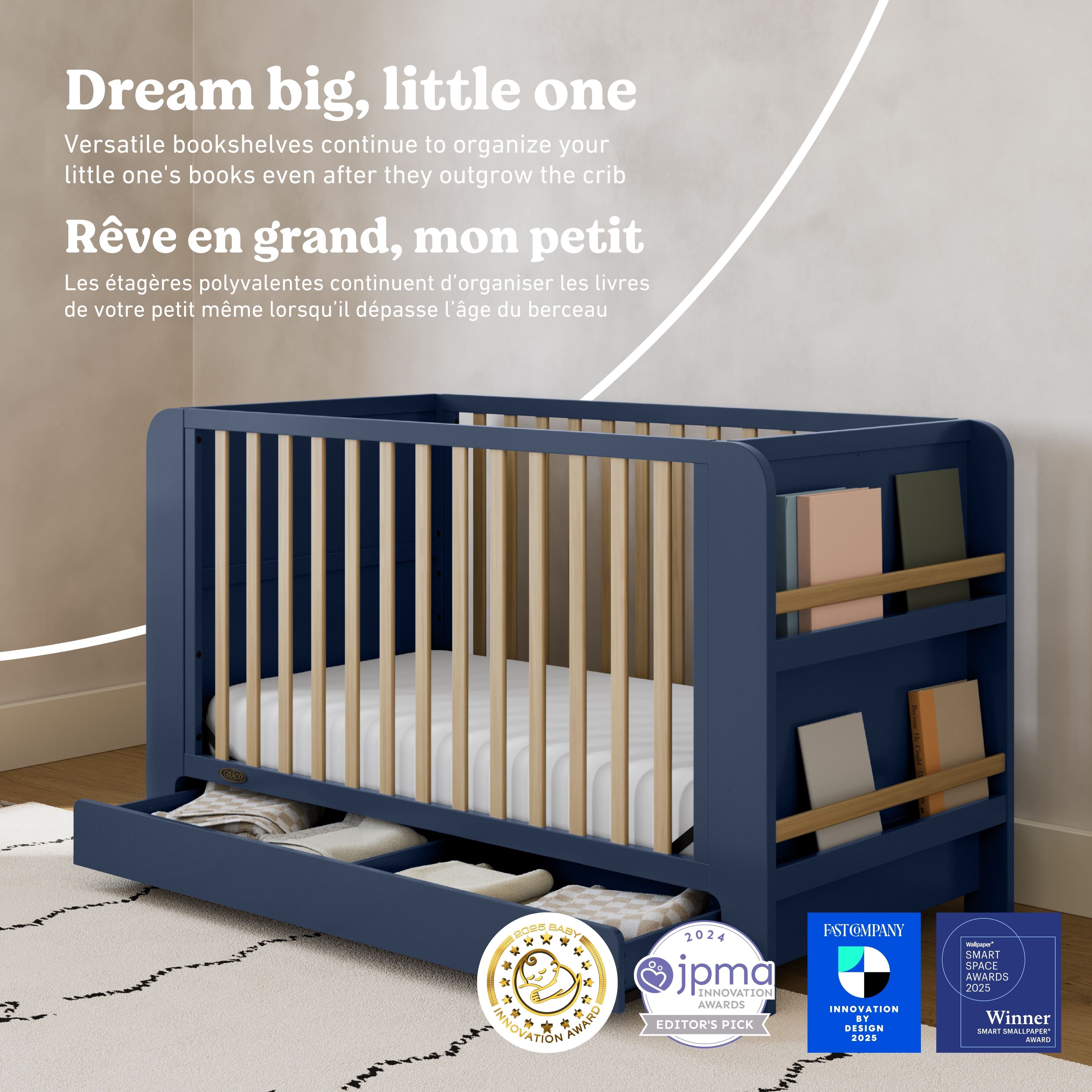 Read-with-me midnight blue with driftwood crib style callout